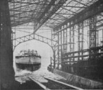 Launching of an unidentified vessel from the new shipyard
