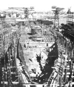 Prinz Eugen under construction, Germaniawerft yard, Kiel, Germany, 1938