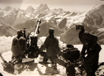 7.5 cm Gebirgsgeschütz 36 mountain gun and crew, Mount Elbrus, Georgia, date unknown; note Ushba peak in background