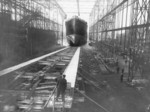 Launching of passenger ship Johann Heinrich Burchard, Tecklenborg shipyard, Bremerhaven, Germany, 10 Feb 1914