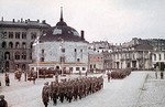Troops of Finnish IV Corps on parade near the Round Tower, Viipuri, Finland, 31 Aug 1941