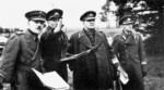 Finnish Chief of the General Staff Lennart Oesch (left) and Estonian Chief of the General Staff Nikolai Reek (second from right) inspecting an Estonian military exercise, Estonia, Oct 1938