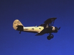 US Marine Corps N3N-3 Canary aircraft (Bureau Number 1777) in flight over Parris Island, South Carolina, United States, May 1942