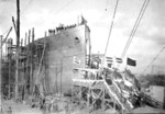 Ship launching ceremony at Slip I of Reiherstiegwerft yard, Hamburg, Germany, 1910s