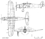 Line drawing of Aichi B7A Ryusei torpedo bomber (Allied code name 