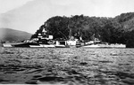 USS Louisville at anchor in the Purvis Inlet, Solomon Islands, 2 Nov 1944.