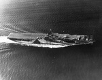 USS Ticonderoga conducting flight operations on her shakedown cruise in the Gulf of Paria between the Venezuelan mainland and the island of Trinidad, 14 Jul 1944. Note Ms 33/10A paint scheme.
