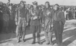 General Józef Zajac with pilots Lieutenant Bronislaw Kosinski, Corporal Karol Pniak, and Corporal Stanislaw Macek, Katowice, Poland, May 1933, photo 2 of 2