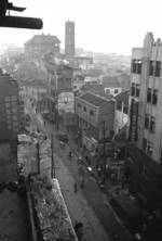 View of Chongqing, China, late 1937; note building damaged by Japanese aerial bombing