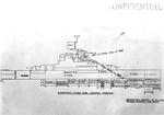 Sketch made by Puget Sound Naval Shipyard, Bremerton, Washington, United States showing paths of two Japanese special attack aircraft that made direct hits on USS Ticonderoga off Formosa (Taiwan).