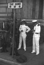 Naval officers and Volunteers Corps in the Bund, Shanghai, China, mid-1937