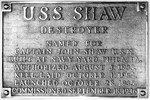 Ship’s plaque for the destroyer USS Shaw.
