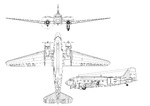 Line drawing of the Douglas C-47 Skytrain cargo aircraft.