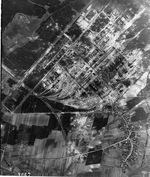 Aerial photo for bomb damage assessment on the synthetic oil factory at Ruhland, Germany following an Operation Frantic bombing strike on 21 Jun 1944 (24 Aug 1944 photo).