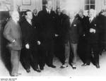 Ernst Udet and others at an aero club in Paris, France, 1928