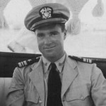 United States Navy Lieutenant Commander Henry L. Plage, commanding officer of the destroyer escort USS Tabberer, circa 1945.