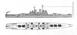 Schematic drawing of the St. Louis sub-class of the United States Brooklyn-class light cruiser, of which there were two.