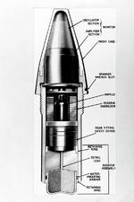 Schematic drawing of a Mark 53 VT Radio Proximity anti-aircraft fuze. The on-board wet cell battery was always called the Reserve Battery even though it was the primary power source.