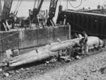 Recovering a Type XVIIB midget submarine, IJmuiden, Netherlands, 1951