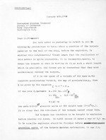 Letter from Albert Einstein to the United States Navy’s Bureau of Ordnance describing the forces experienced by a torpedo’s firing pin mechanism upon impact with a solid object, 4 Jan 1944, page 1 of 2.