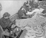 WAAF parachute repairers working at No. 38 Wing RAF and Airborne Division Headquarters, Netheravon, Wiltshire, England, United Kingdom, 1940s