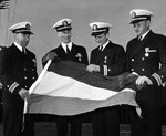 Congratulatory photo taken 10 Nov 1943 showing United States Navy officers who were decorated for their parts in the USS Card’s Hunter-Killer Atlantic cruises between 27 Jul and 2 Nov 1943. See Comment below for details.