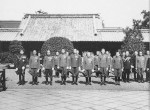 Japanese Princes Takamatsu, Mikasa, Asaka, Takahiko of Asaka, and Kitashirakawa and Korean Princes Yi Un, Yi Geon, and Yi U at the Yasukuni Shrine in Tokyo, Japan, Oct 1938