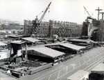 Victory-ship Nicaragua Victory on Shipway 5 at Shipyard No. 1 at the Kaiser Richmond Shipyards, Richmond, California, United States, Aug 1944.