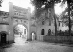 One of the entrances to the Rickmers shipyard in Bremerhaven, Germany, 1934