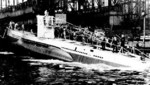 Launching ceremony of a German Type VIIB submarine, possibly at Slip V, Friedrich Krupp Germaniawerft, Kiel, Germany, date unknown