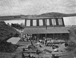 A building of Howaldtswerke shipyard, Kiel, Germany, 1877
