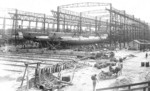 Russian submarines Gepard and Vepr under construction at Noble & Lessner, Reval, Governorate of Estonia, Russia (now Tallinn, Estonia), 1915-1916