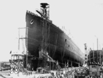 Passenger ship Columbus getting ready for launching on Slip VI of F. Schichau Danzig shipyard, Danzig, Jun 1922