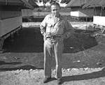 William Laurence on Tinian, Mariana Islands, Aug 1945.
