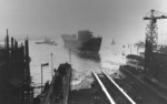 Launching of passenger-cargo ship Moltkefels, Bremer Vulkan shipyard, Bremen, Germany, 1940