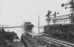 Launching of Neidenfels, Deschimag shipyard, Bremen, Germany, Oct 1938, photo 2 of 2