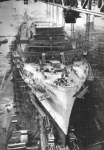 Wilhelm Gustloff under construction, Slip VII of the Blohm und Voss shipyard, Hamburg, Germany, 1937