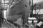 Launching of passenger liner Bismarck under construction, Blohm und Voss shipyard, Hamburg, Germany, 20 Jun 1914