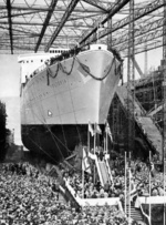 Launching ceremony of transport Pretoria, Blohm und Voss shipyard, Hamburg, Germany, 16 Jul 1936