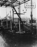 Gorch Fock under construction, Blohm und Voss shipyard, Hamburg, Germany, 1933