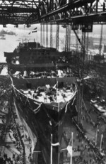 Launching ceremony of Cap Arcona, Slip VII, Blohm und Voss shipyard, Hamburg, Germany, 14 May 1927, photo 2 of 3