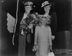 Malvina Thompson, wife of Charles E. Lund, and Eleanor Lund at the launching ceremony of Archerfish, Portsmouth Navy Yard, Kittery, Maine, United States, 28 May 1943