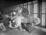 British Royal Tank Regiment recruits training with a Matilda I tank, Farnborough, Hampshire, England, United Kingdom, 1940