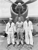 One flight crew from Torpedo Squadron VT-27 in front of a TBM-1C Avenger torpedo bomber upon the completion of their training at Kahului Naval Air Station, Maui, Hawaii, Apr 1944.