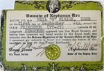 Wallet certificate issued to AOM2c Neil Wirick of Torpedo Squadron VT-27 aboard the USS Princeton on the occasion of crossing the equator, which happened on 1 Sep 1944 as Princeton steamed from Eniwetok to Palau.