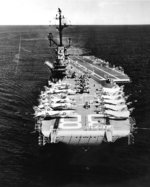 USS Shangri-La underway off Mayport, Florida, United States, Aug 1960; note F8U-1, F4D-1, A4D-2, and AD-6 aircraft