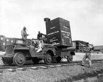 US Army Jeep converted for use on rails, Australia, 1943.