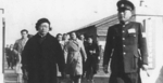 General Ye Peng and Chen Bijun (wife of Wang Jingwei) at a puppet Chinese Army training camp, Wuhan, Hubei, China, Dec 1939