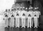 Admiral Mineichi Koga with the staff of Japanese 2nd Fleet, probably aboard battleship Musashi, 1943-1944