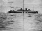 Exchange ship Tatsuta Maru showing her non-combatant markings as photographed through the periscope of the submarine USS Kingfish, Kii Channel, Japan, 14 Oct 1942.